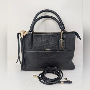Women's Coach Mini Borough Black Genuine Pebbled Leather Crossbody Handbag